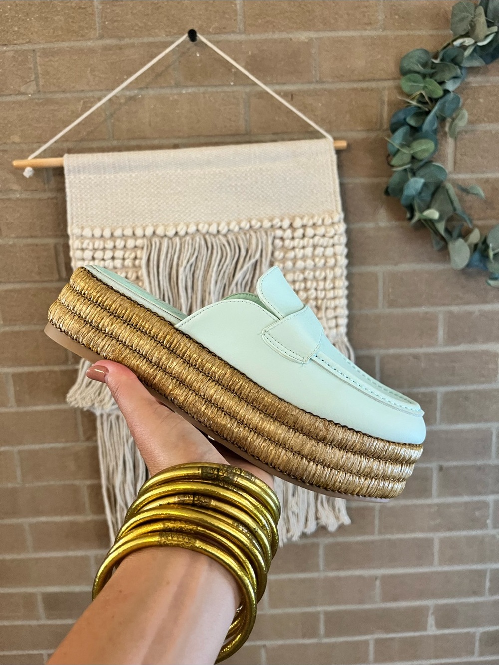 Matisse Mint Leather Espadrille Platform Loafer